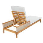 Solid Acacia Wood Sun Lounger Set with Grey Cushions - Outdoor