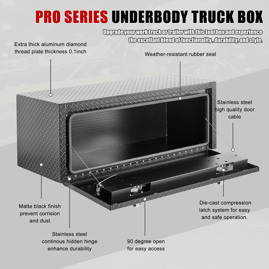 Pro Series Underbody Truck Tool Box with Waterproof Storage - Black