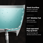 59" Freestanding Solid Surface Bathtub with Overflow Drain - Glossy White