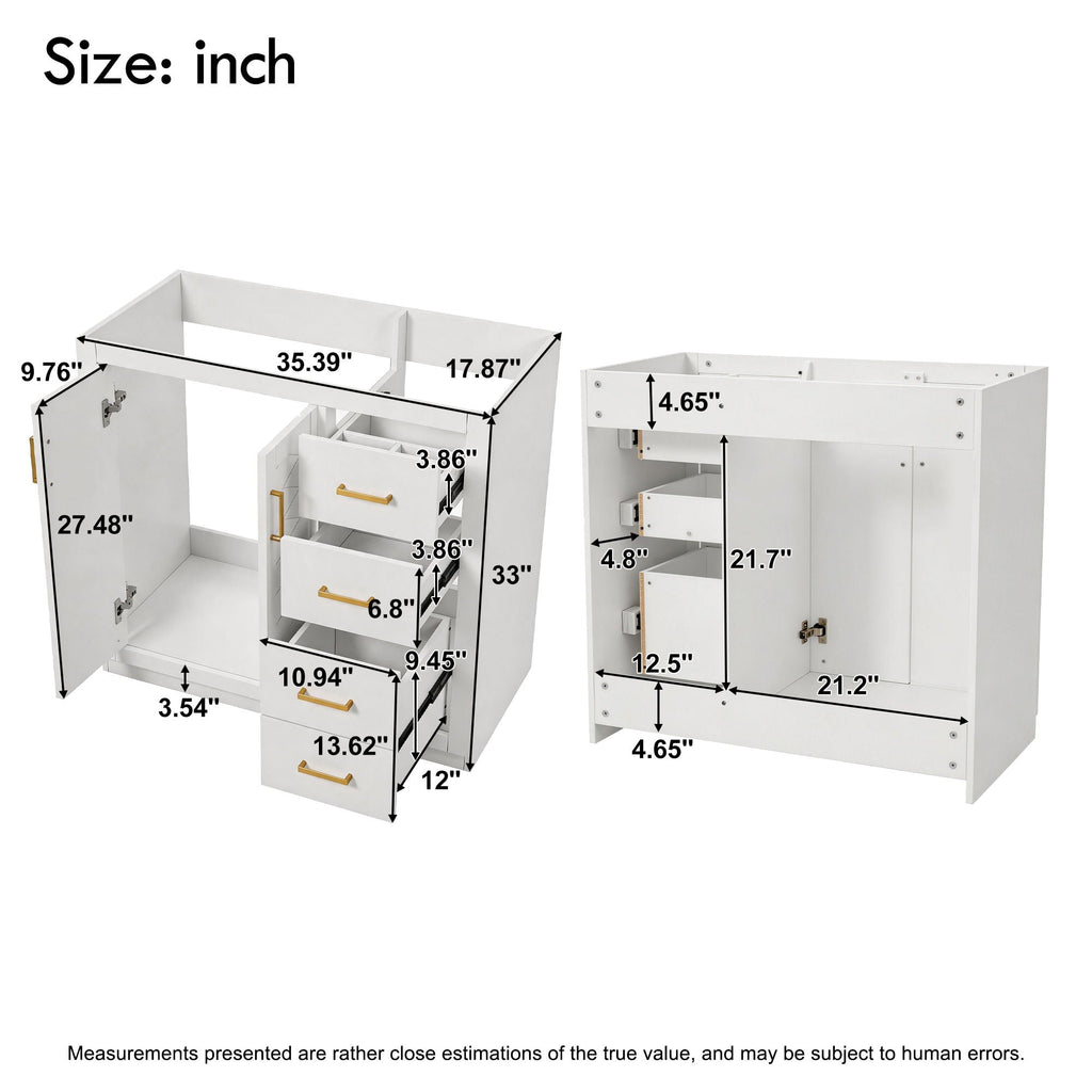 Retro Style Bathroom Vanity with Soft Closing Doors - Multiple Colors