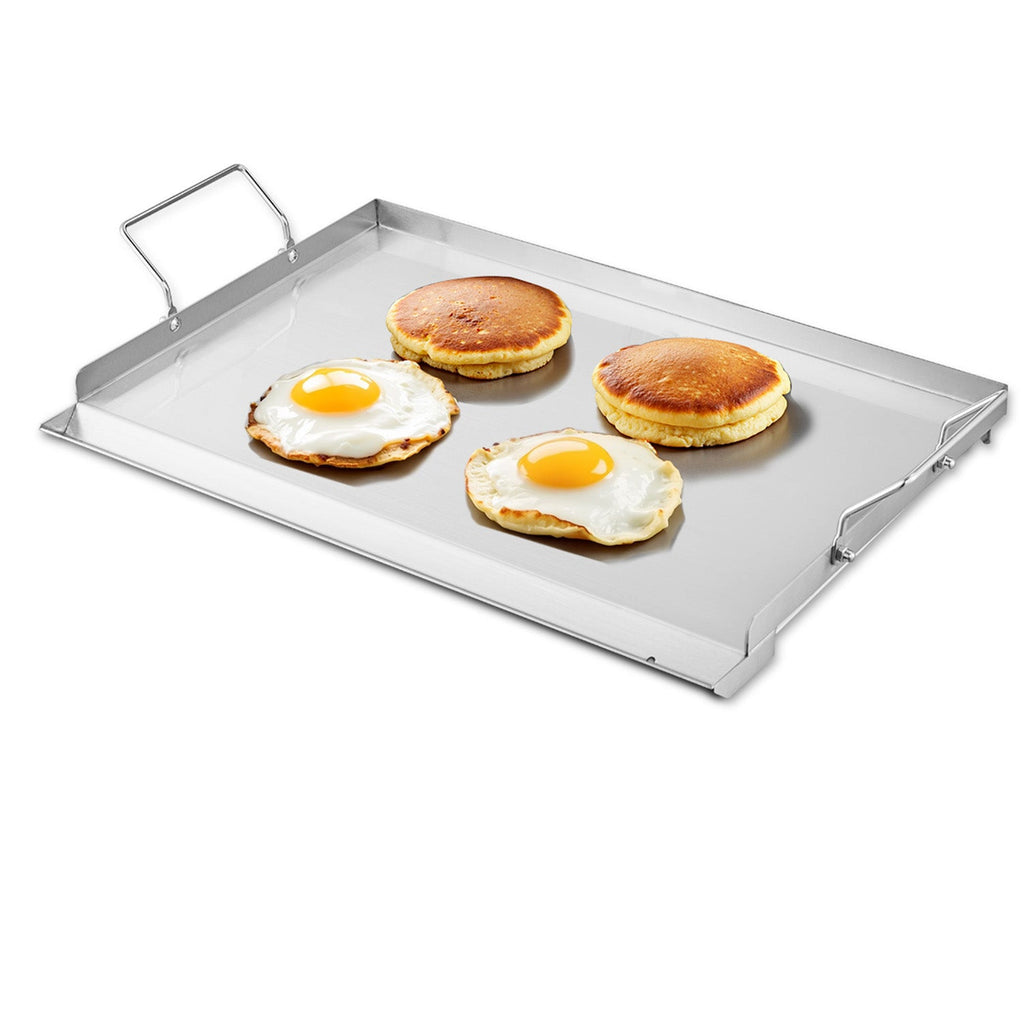Stainless Steel Flat Top Griddle with Grease Trough - Steel Gray