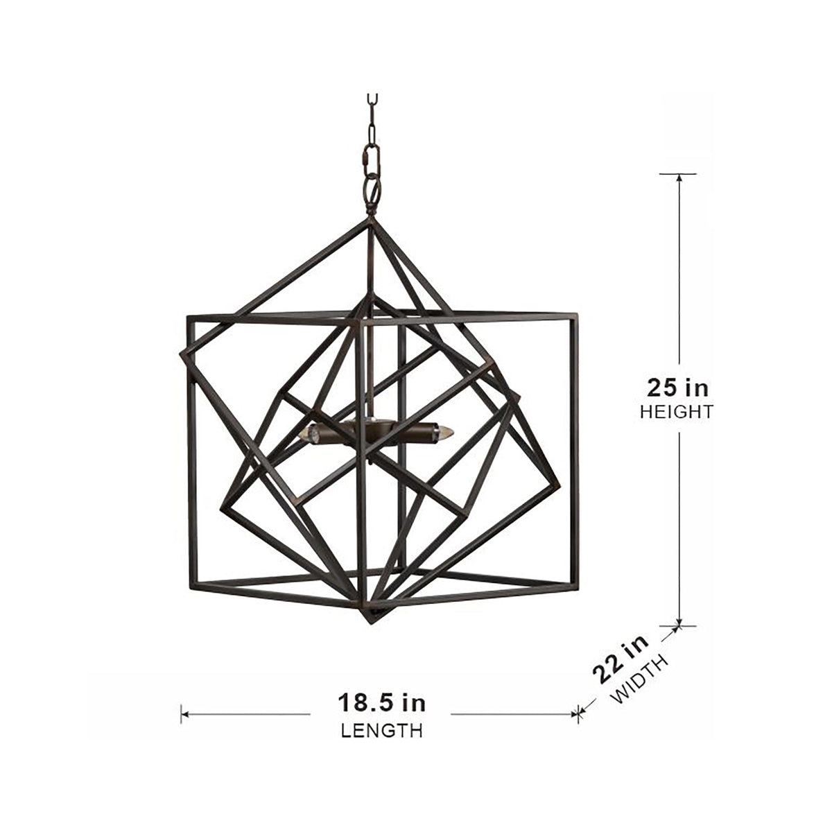 3 Light Metal Chandelier with Adjustable Chain