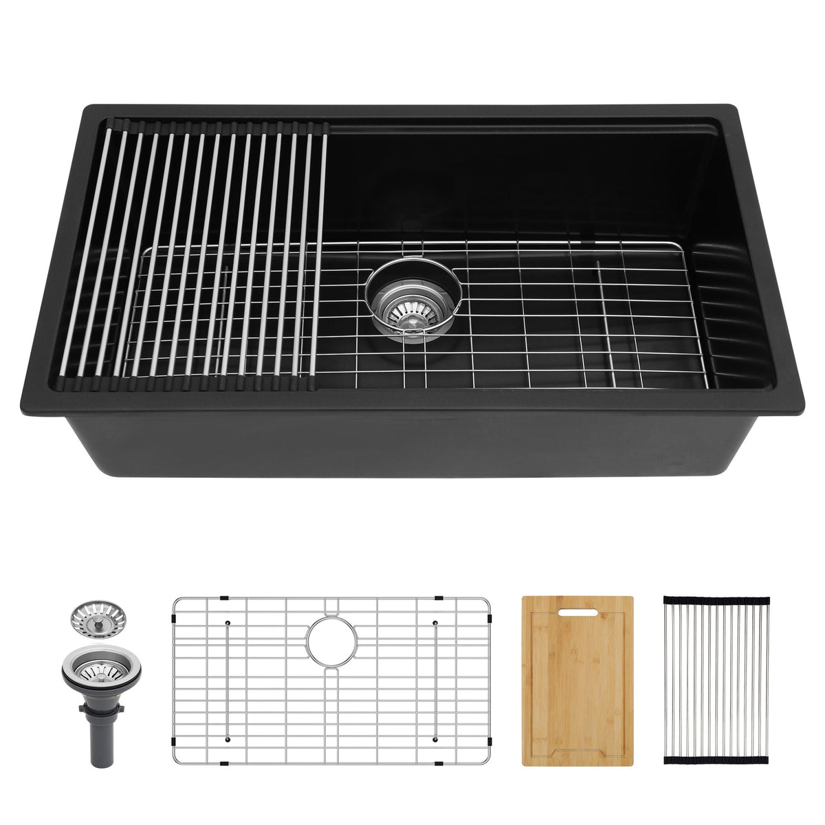 Granite Composite Workstation Undermount Kitchen Sink - Black or White