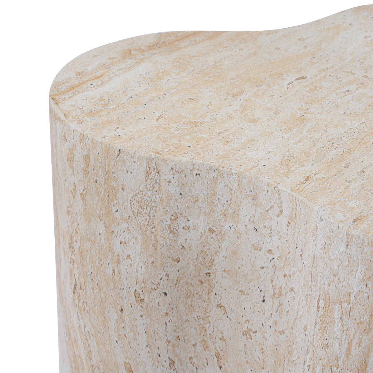 Organic Travertine-Look MGO Side Table with Weather Resistance - Neutral