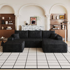107" Cloud Sectional Sofa with Ottoman - Modern Minimalist Design - Black