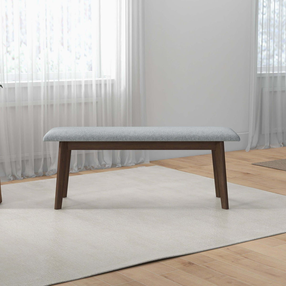 Carlos Upholstered Bench with High Density Foam Cushion - Gray