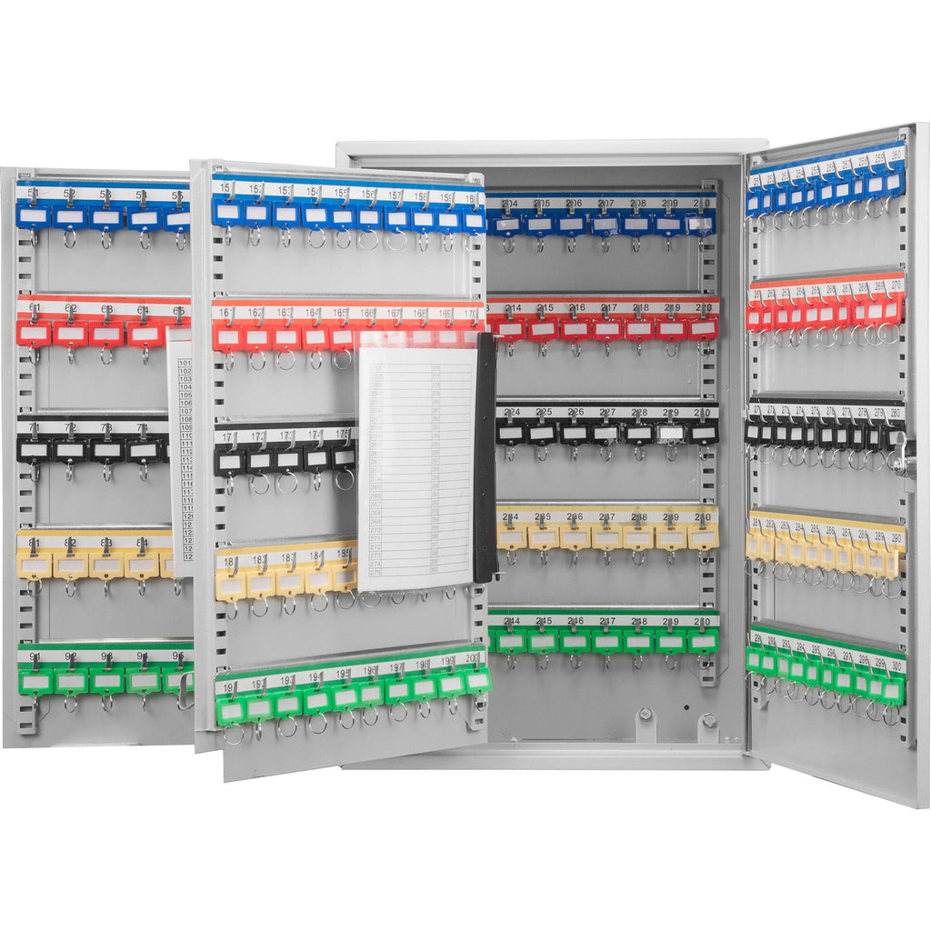 Adjustable Key Cabinet with Lock - Multiple Sizes, Gray or Black