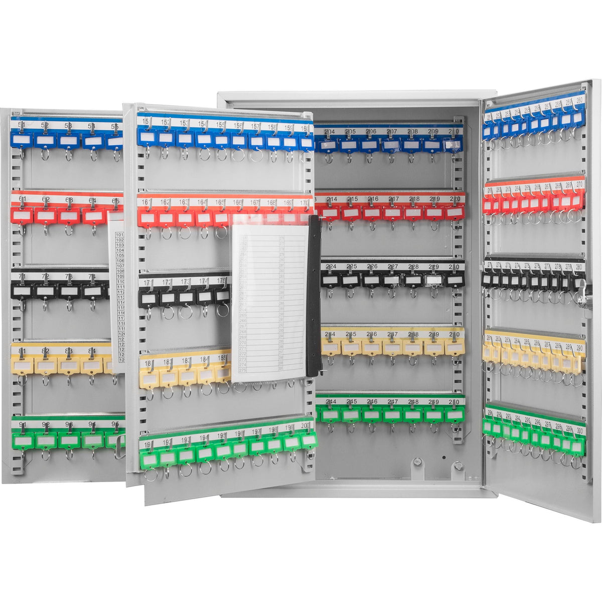 Adjustable Key Cabinet with Lock - Multiple Sizes, Gray or Black