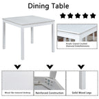 Dining Table Set with Crystal Decoration and Upholstered Chairs - Gray or White