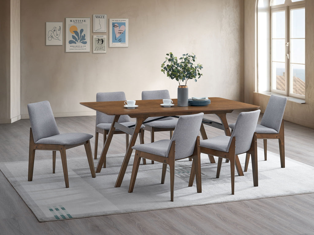 Kaela 7-Piece Dining Room Set - Walnut / Light Gray