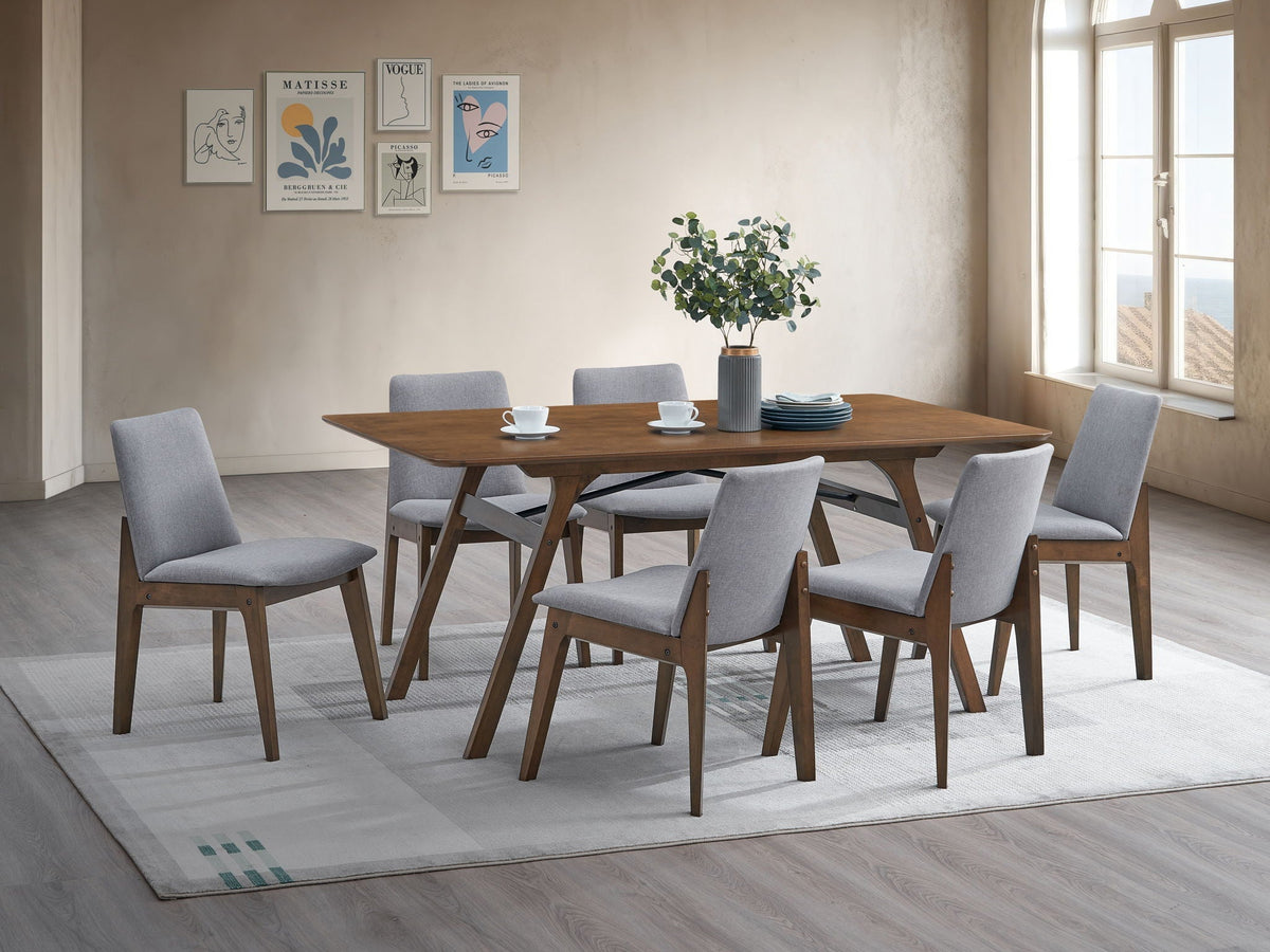 Kaela 7-Piece Dining Room Set - Walnut / Light Gray
