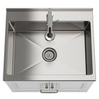 Laundry Cabinet with Faucet and Stainless Steel Sink - White