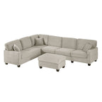 U-Shaped Upholstered Sectional Sofa with Movable Ottoman