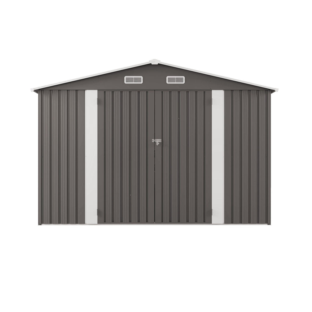 Outdoor Storage Shed with Lockable Doors - Dark Gray