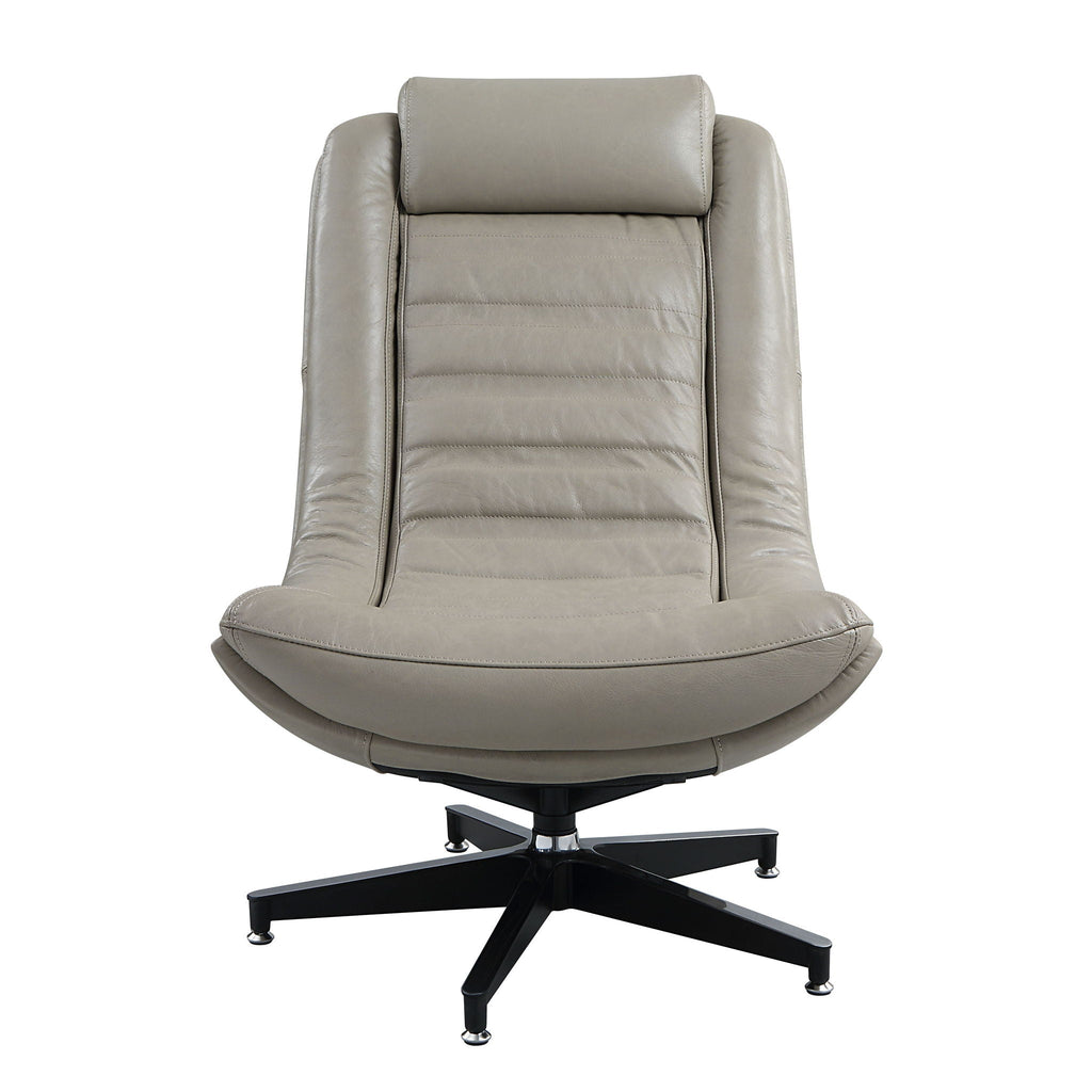 Top Grain Leather Swivel Accent Chair with Ergonomic Design - Twilight