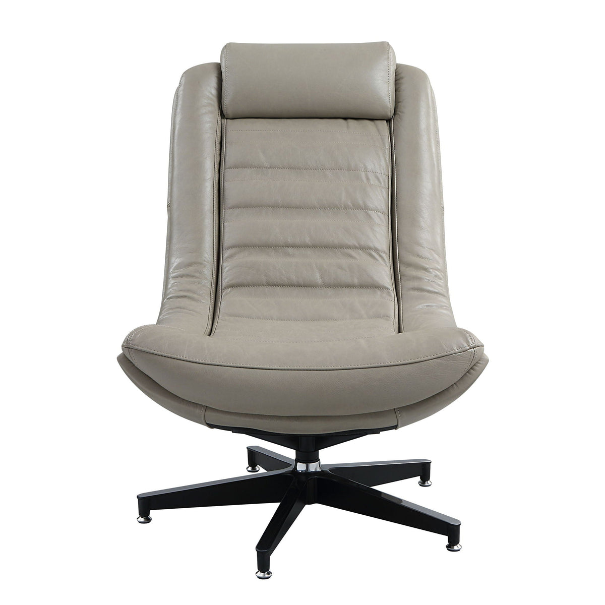 Top Grain Leather Swivel Accent Chair with Ergonomic Design - Twilight