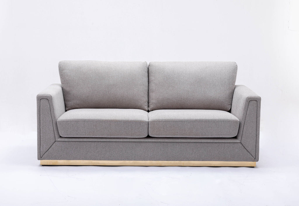 Gray Linen Stationary Sofa with Wood Frame - 77" Wide