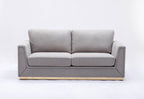 Gray Linen Stationary Sofa with Wood Frame - 77" Wide