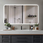 Wall Mounted LED Lighting Mirror with 3-Color Dimmable Light - Silver