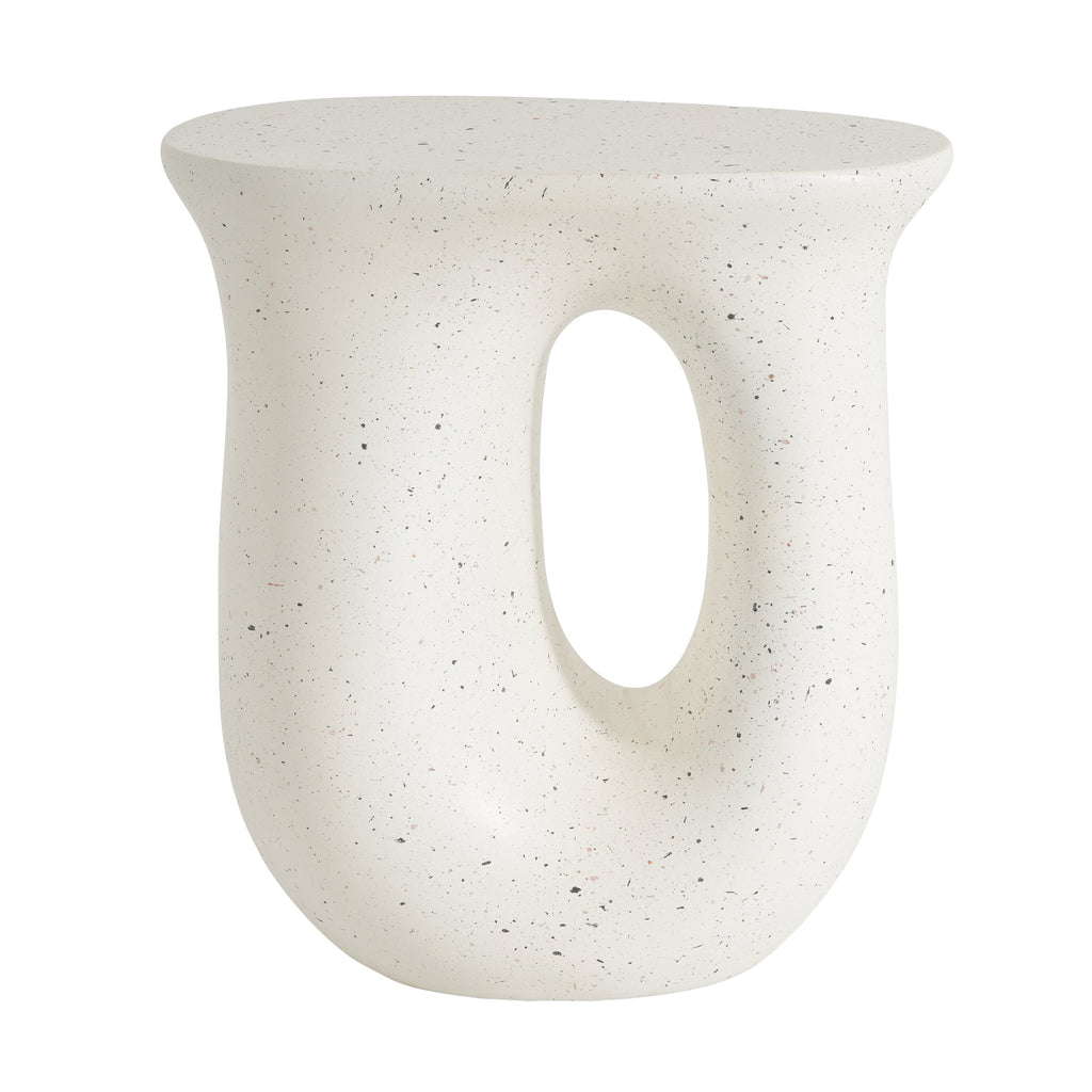 Outdoor MGO Side Table with Travertine-Look Finish – White or Light Grey