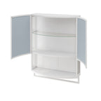 Arched Glass Double Door Wardrobe with Shatterproof Mirror - Black or White