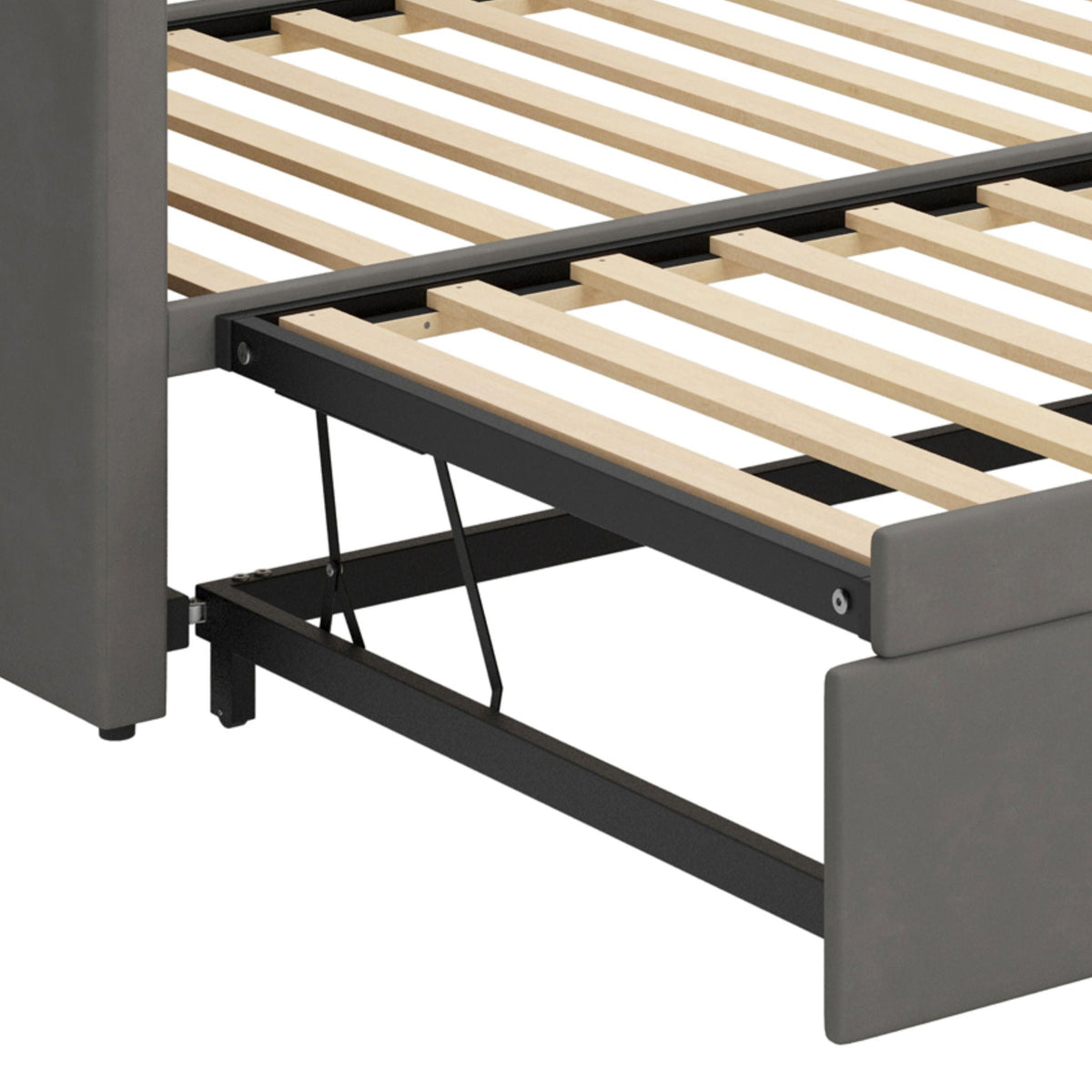 Upholstered Daybed With Pop Up Trundle Sofa Bed - Space Saving, Durable Frame - Gray or Pink