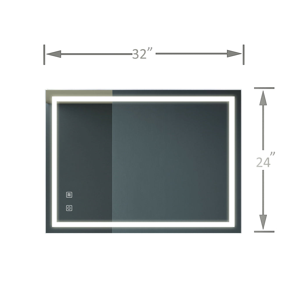 Bathroom Vanity Mirror with Front Lighting and Anti-Fog - Pearl Silver