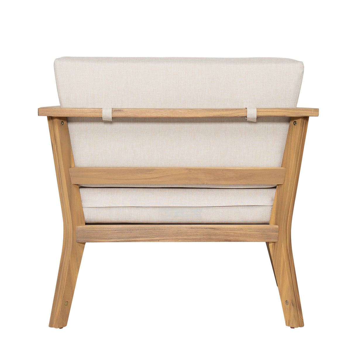 Acacia Wood Outdoor Club Chair with Arms - Removable Cushions