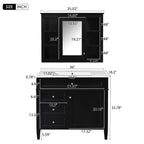 Bathroom Vanity With Mirror Cabinet and Single Sink - Soft-Closing Doors