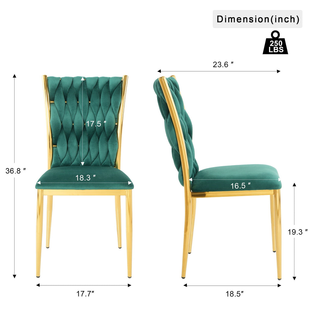 Modern Dining Chair Set with Plated Metal Legs - Multiple Colors