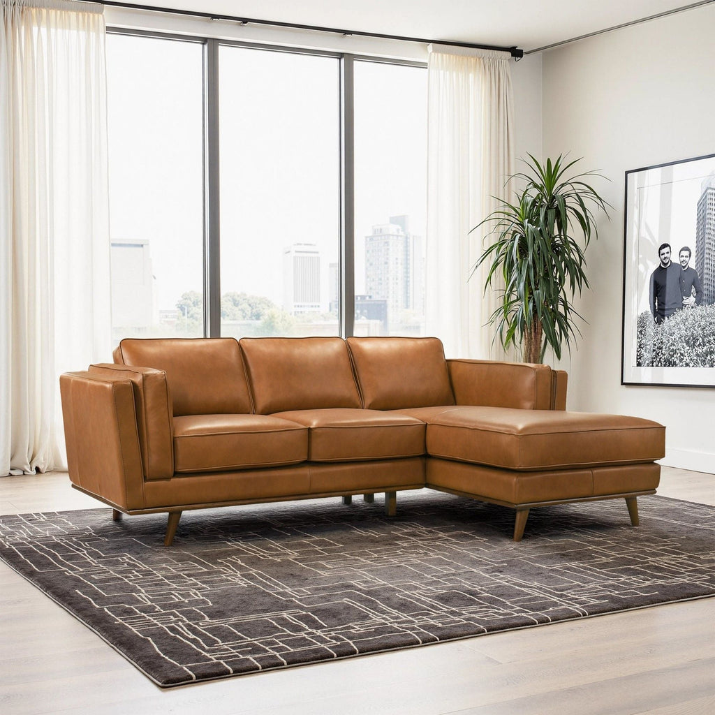 Light Brown Sectional Sofa with Removable Cushions - Left or Right Arm Facing