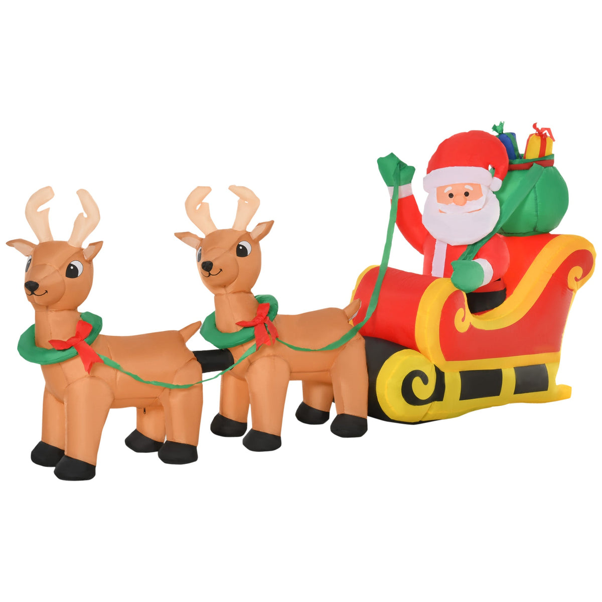 8ft Christmas Inflatable Santa Claus with Sleigh and LED Lights - Red