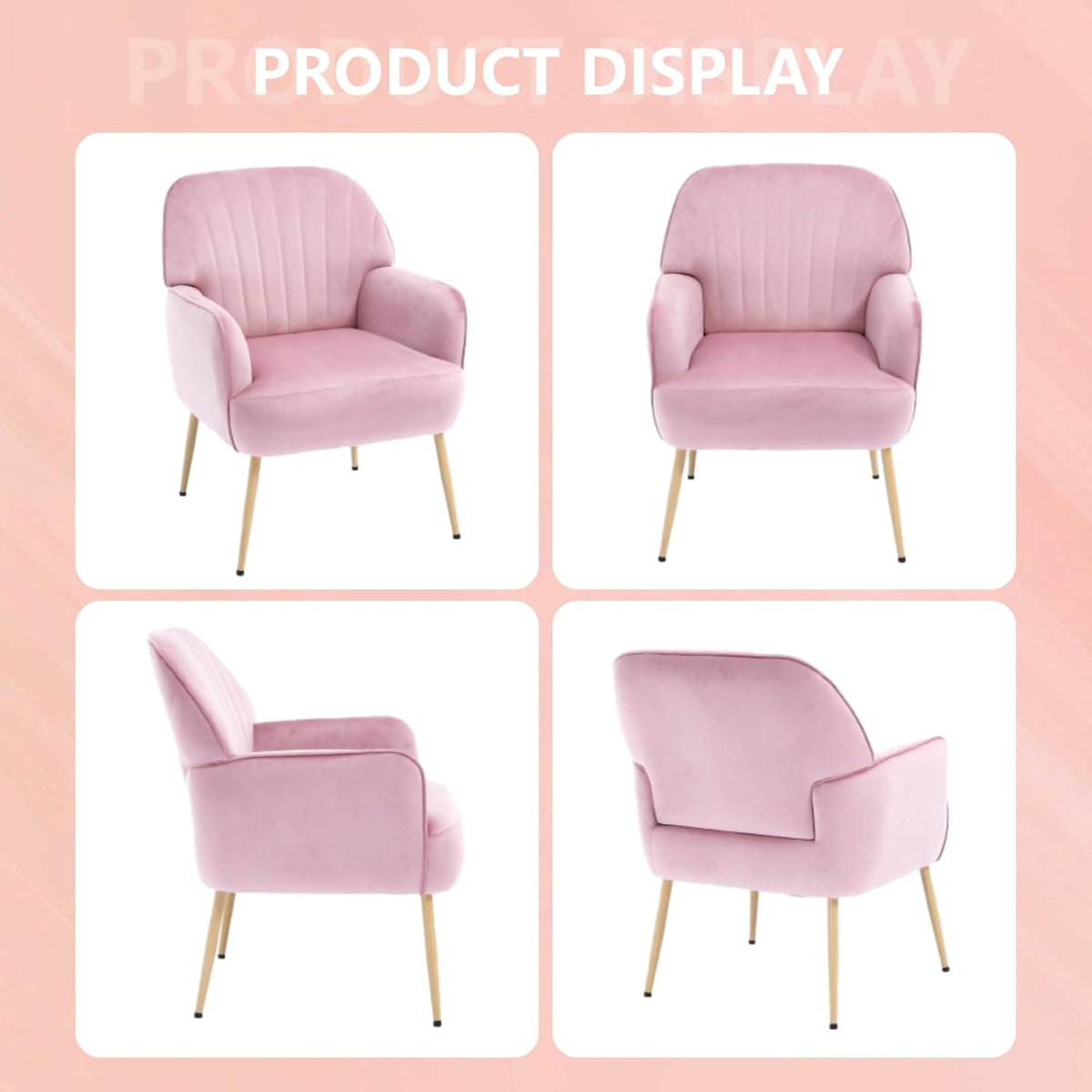 Upholstered Accent Armchair with Shell-Shaped Design - Multiple Colors