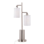 Cannes Contemporary Table Lamp with Adjustable LED Lighting - Nickel/White