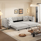 3-In-1 Convertible Sleeper Sofa Set with Deep Seat & Movable Ottoman - White, Beige, Gray