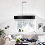 39" Modern Crystal Chandelier with Black Velvet Shade