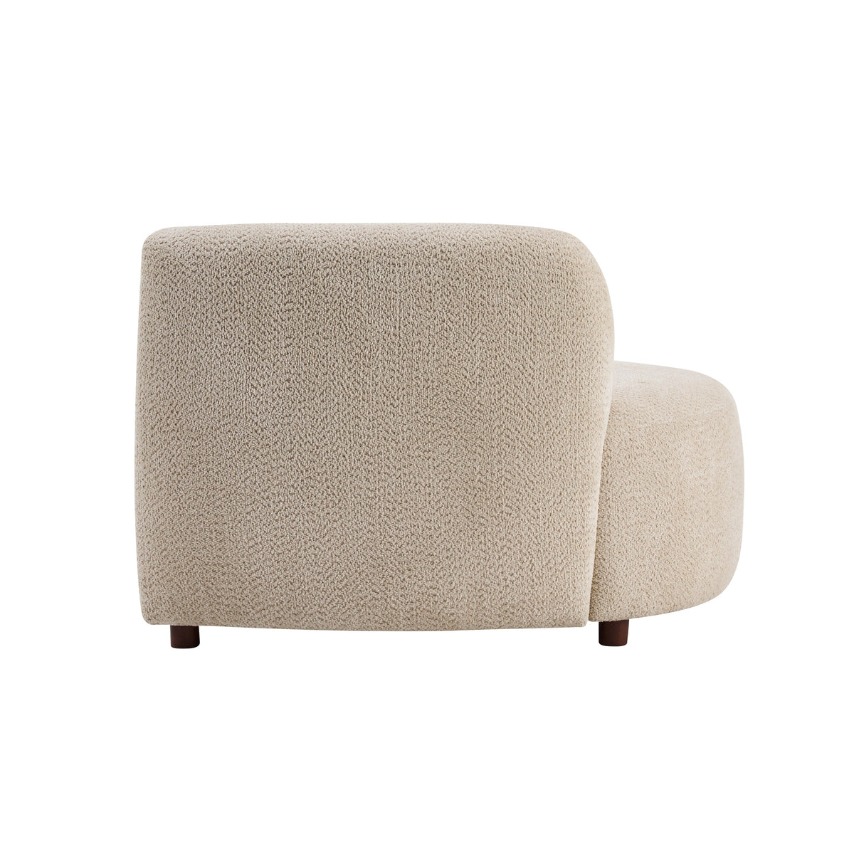Curved Boucle Sectional Sofa Set with Solid Hardwood Frame - White