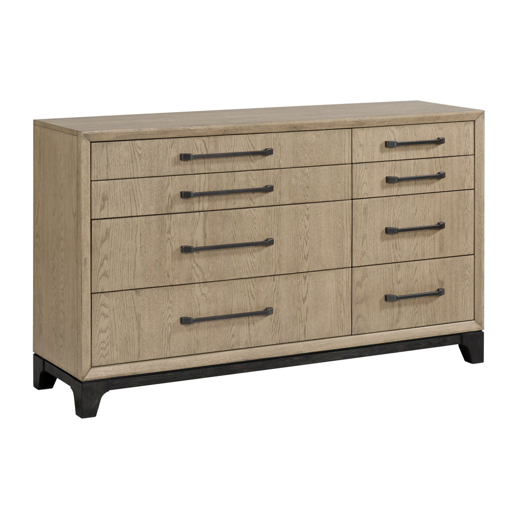 8 Drawer Dresser with Metal Pulls - Brown
