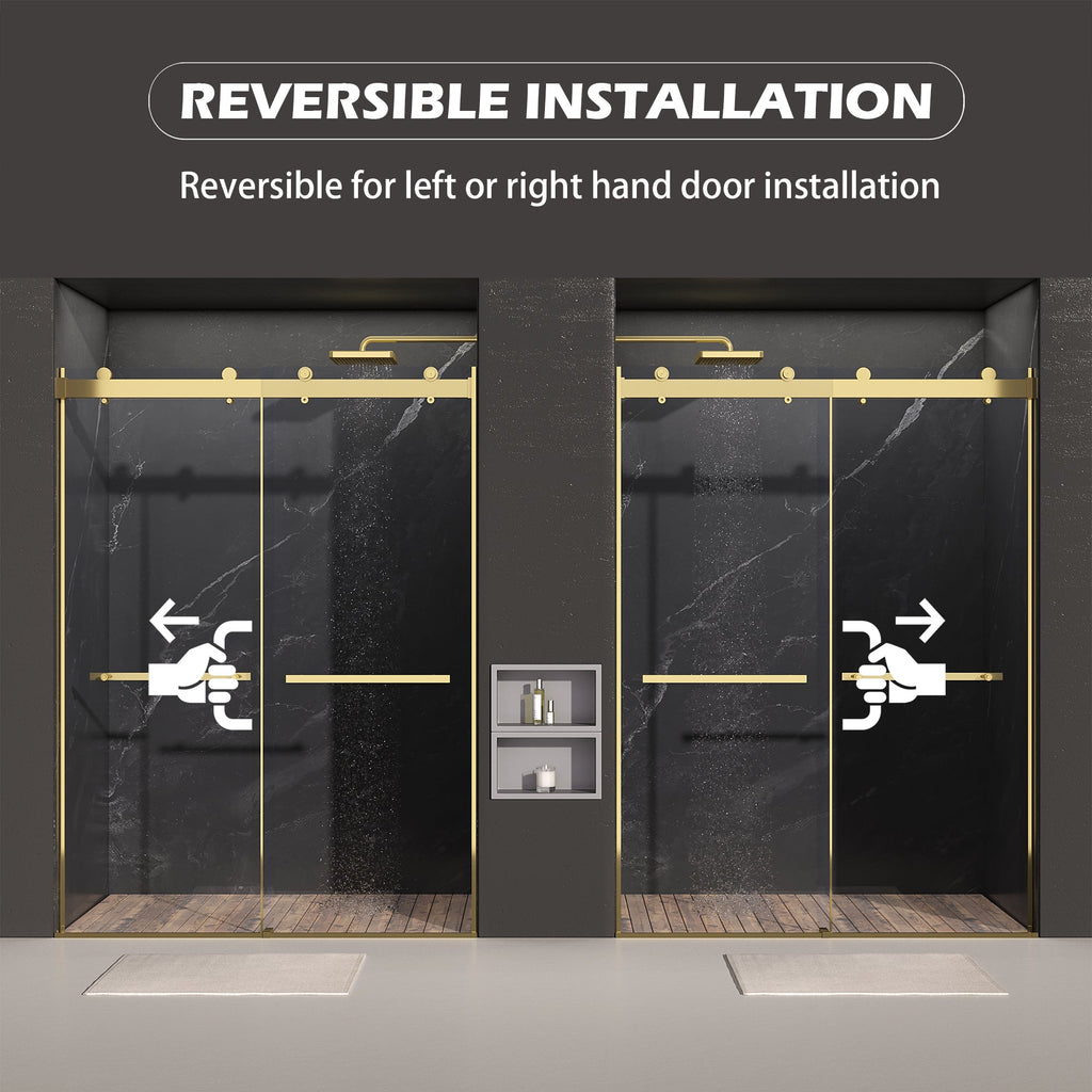 Frameless Sliding Shower Door with Soft-Close – Clear Tempered Glass