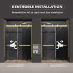 Frameless Sliding Shower Door with Soft-Close – Clear Tempered Glass