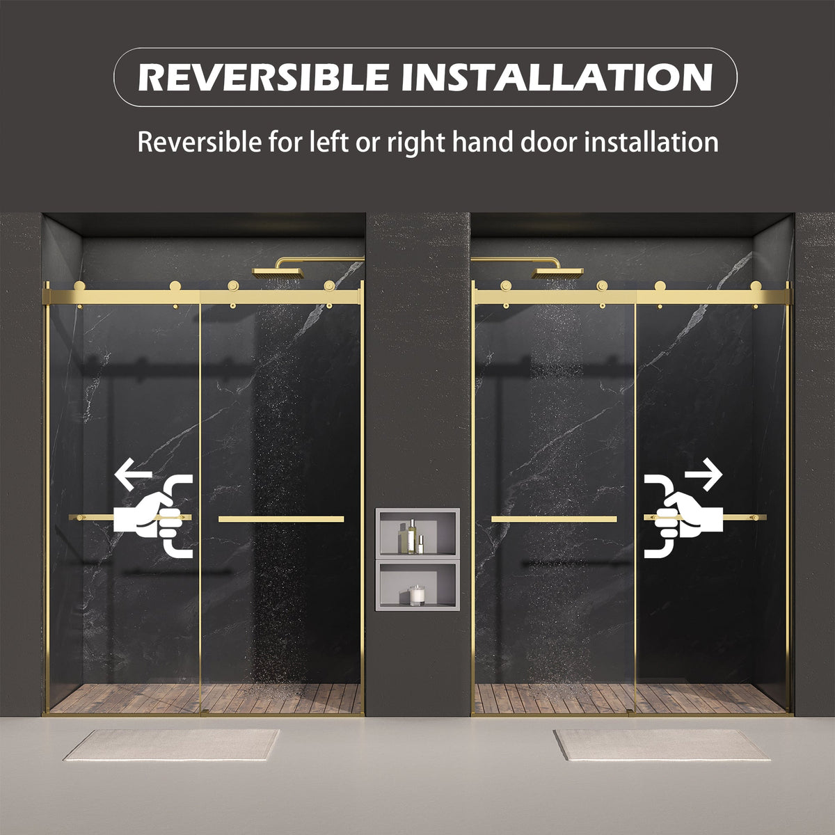 Frameless Sliding Shower Door with Soft-Close – Clear Tempered Glass