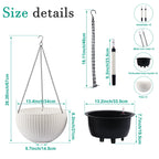 Self Watering Hanging Planter with Water Level Indicator - White, Black, or Dark Brown