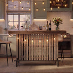 3-in-1 Sideboard Table with Wine Storage - Marble-Grain MDF