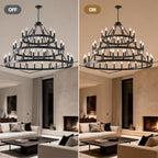 3 Tiers Wagon Wheel Chandelier with 54 Lights - Matte Black