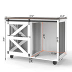 Mobile Dog Crate With Flip Top Feeding Door, Dual Access & 5 Caster System