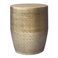 Cross Hatch Pattern Accent Table with Iron Construction - Antique Gold