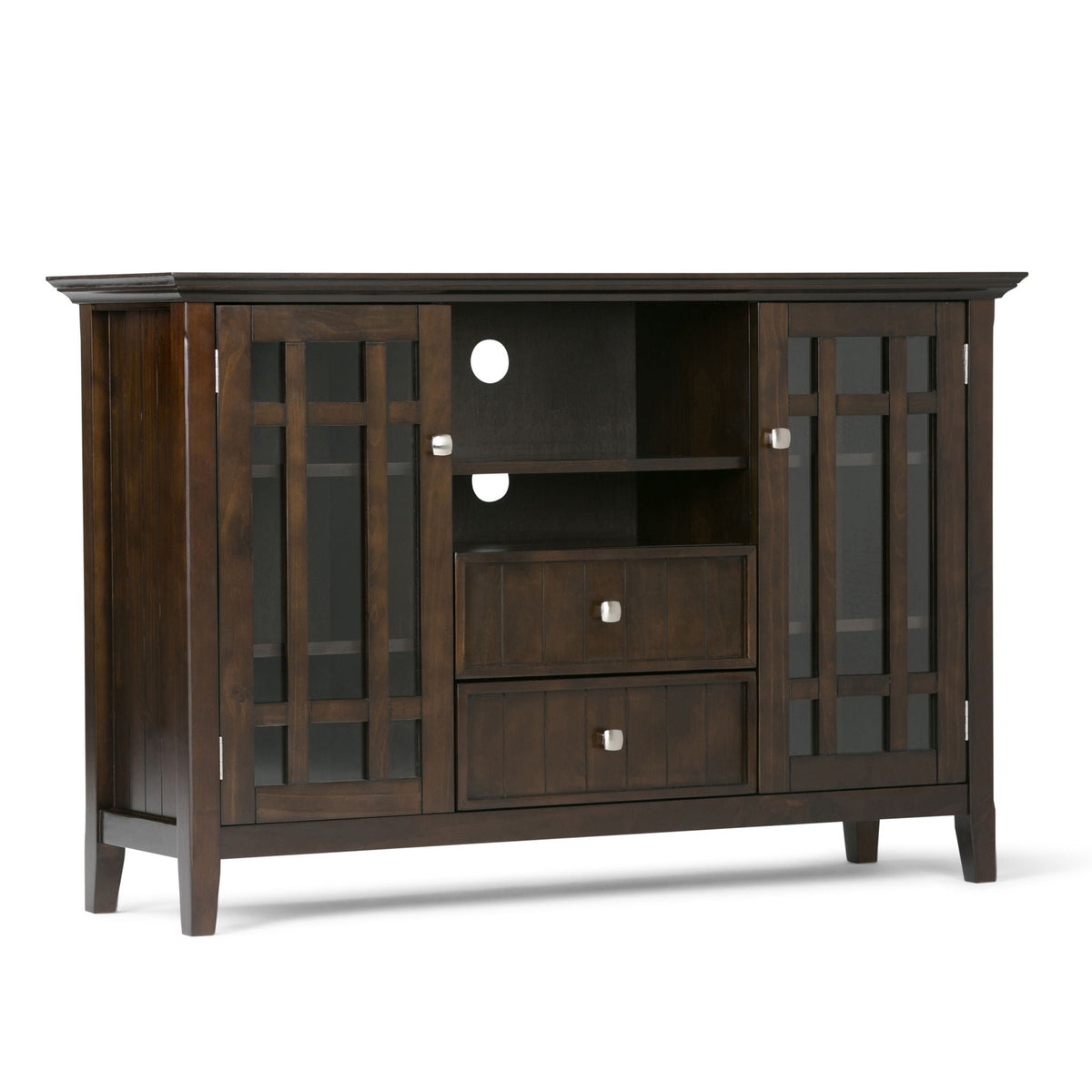 Handcrafted Tall TV Media Stand with Adjustable Storage - Dark Brown, Black, or White