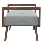 Gray Upholstered Bench with Biscuit Tufting - 51.2" Wide