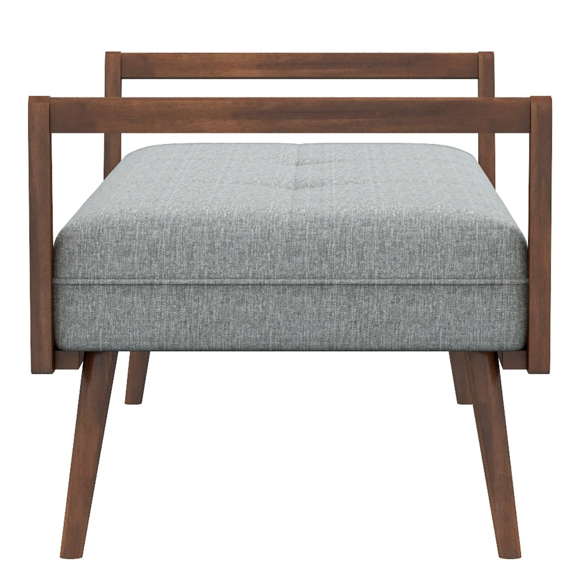 Gray Upholstered Bench with Biscuit Tufting - 51.2" Wide