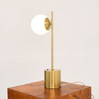 Modern Small Table Lamp with Globe Shade - Gold / White